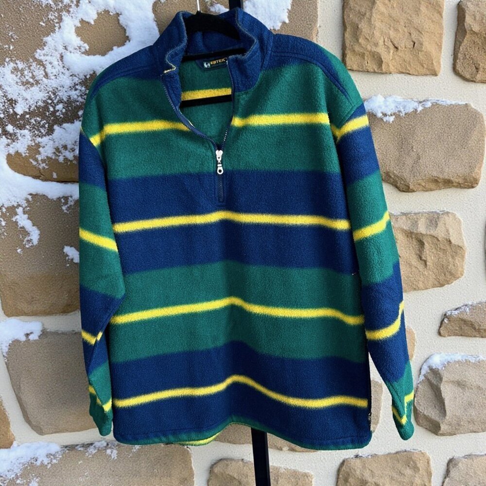 Eddie Bauer Ebtek Mens Vintage 90s Fleece 1/4 Zip Pullover Size XL Tall